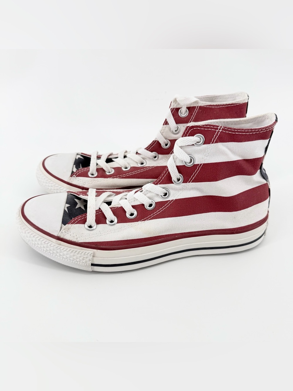 Converse Size 7 Men 9 Women Chuck Taylor Stars & Bars American Flag High Top VTG - Picture 5 of 13